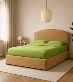 Letto matrimoniale contenitore "moon" in tessuto arancione 160x190 cm