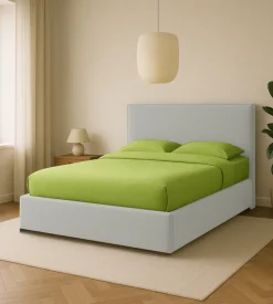 Letto matrimoniale contenitore "zoom" in tessuto bianco 160x190 cm