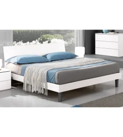 Letto matrimoniale "giotto" bianco graffiato 170x193x87 cm