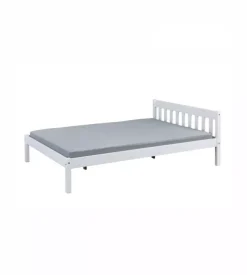 Letto matrimoniale in legno di pino massello bianco 140x200 cm