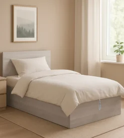 Letto piazza e mezza contenitore "hi box" olmo naturale 120x190 cm