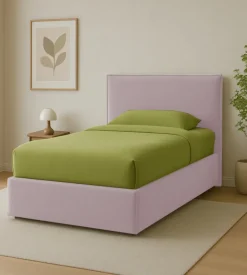 Letto piazza e mezza contenitore "zoom" in tessuto rosa 120x190 cm