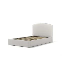 Letto piazza e mezza contenitore "moon" in ecopelle bianco 120x190 cm