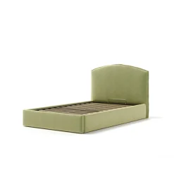 Letto piazza e mezza contenitore "moon" in tessuto verde 120x190 cm
