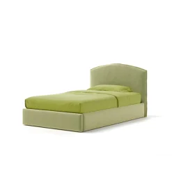 Letto piazza e mezza contenitore "moon" in tessuto verde 120x190 cm