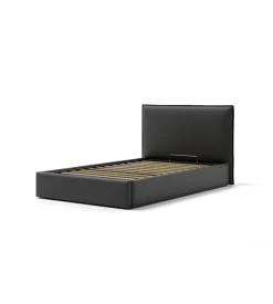 Letto piazza e mezza contenitore "zoom" in ecopelle nero 120x190 cm