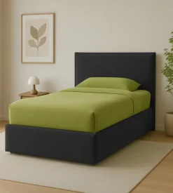 Letto piazza e mezza contenitore "zoom" in ecopelle nero 120x190 cm