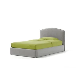 Letto piazza e mezza contenitore "moon" in tessuto perla 120x190 cm