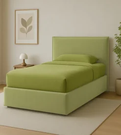 Letto piazza e mezza contenitore "zoom" in tessuto verde 120x190 cm cm
