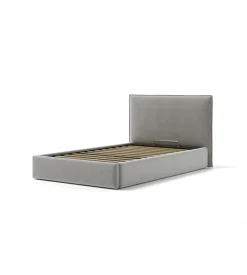 Letto piazza e mezza contenitore "zoom" in tessuto perla 120x190 cm