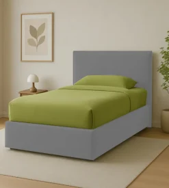 Letto piazza e mezza contenitore "zoom" in tessuto perla 120x190 cm