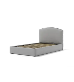 Letto piazza e mezza contenitore "moon" in ecopelle grigio 120x190 cm