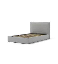 Letto piazza e mezza contenitore "zoom" in ecopelle grigio 120x190 cm