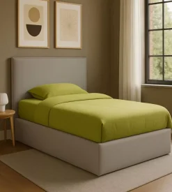 Letto piazza e mezza contenitore "zoom" in ecopelle grigio 120x190 cm