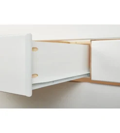 Letto singolo con 3 cassetti e letto estraibile in pino bianco 90x200 cm