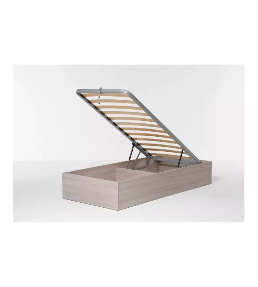 Letto singolo contenitore "bed box" olmo naturale 90x190 cm