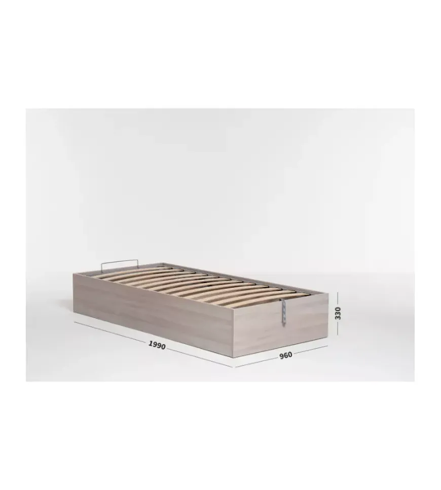 Letto singolo contenitore "bed box" olmo naturale 90x190 cm