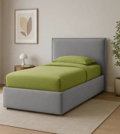 Letto singolo contenitore "zoom" in ecopelle grigio 90x190 cm