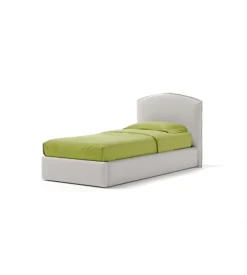 Letto singolo contenitore "moon" in ecopelle bianco 90x190 cm