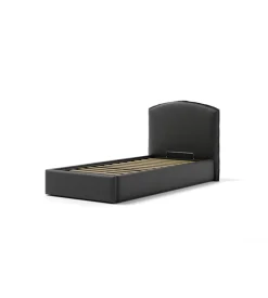 Letto singolo contenitore "moon" in ecopelle nero 90x190 cm