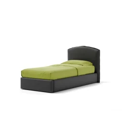 Letto singolo contenitore "moon" in ecopelle nero 90x190 cm