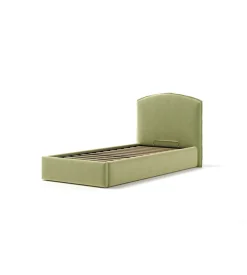 Letto singolo contenitore "moon" in tessuto verde 90x190 cm