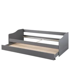 Letto singolo grigio e letto estraibile con funzione divano 97x208x62 cm