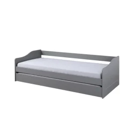 Letto singolo grigio e letto estraibile con funzione divano 97x208x62 cm
