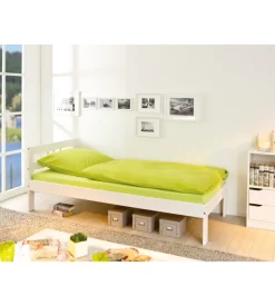 Letto singolo in pino massello bianco 96x206x72 cm