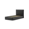 Letto singolo "zoom" in ecopelle colore nero con rete e contenitore, 90x190 cm