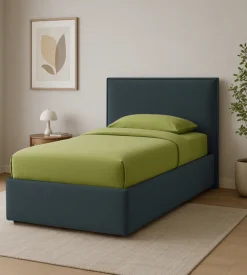 Letto singolo "zoom" in ecopelle colore nero con rete e contenitore, 90x190 cm