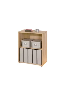 Libreria 2 livelli in laminato rifinito rovere, 60x75x30 cm