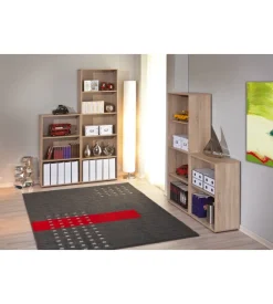 Libreria 2 livelli in laminato rifinito rovere, 60x75x30 cm