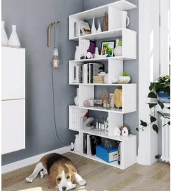 Libreria 6 ripiani "athena" bianco lucido 80x25x192 cm