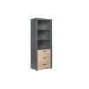 Libreria 3 ripiani e 3 cassetti grigio e quercia, 68,6x41,6x190 cm