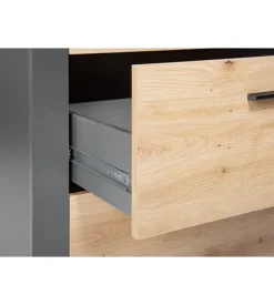 Libreria 3 ripiani e 3 cassetti grigio e quercia, 68,6x41,6x190 cm