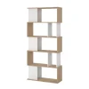 Libreria 5 ripiani "labirinto" bianco quercia 80x29,5x173,5 cm