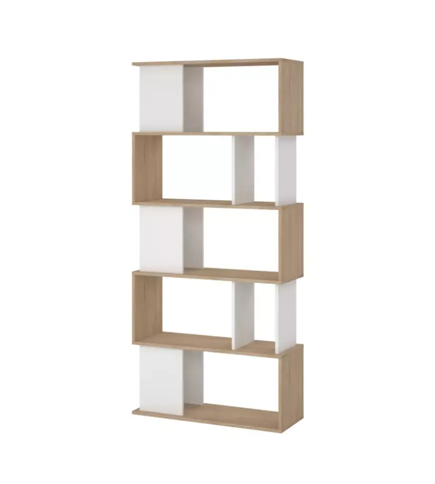 Libreria 5 ripiani "labirinto" bianco quercia 80x29,5x173,5 cm