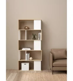 Libreria 5 ripiani "labirinto" bianco quercia 80x29,5x173,5 cm