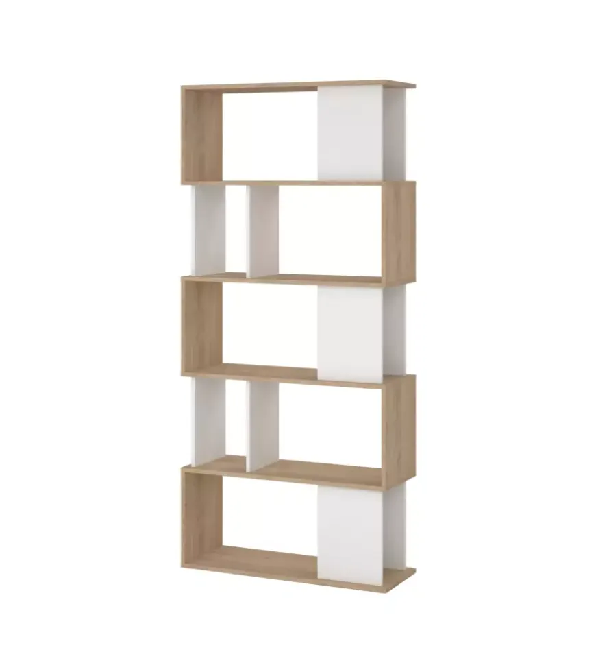 Libreria 5 ripiani "labirinto" bianco quercia 80x29,5x173,5 cm