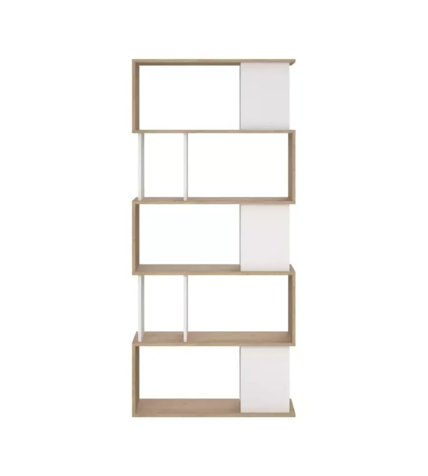 Libreria 5 ripiani "labirinto" bianco quercia 80x29,5x173,5 cm
