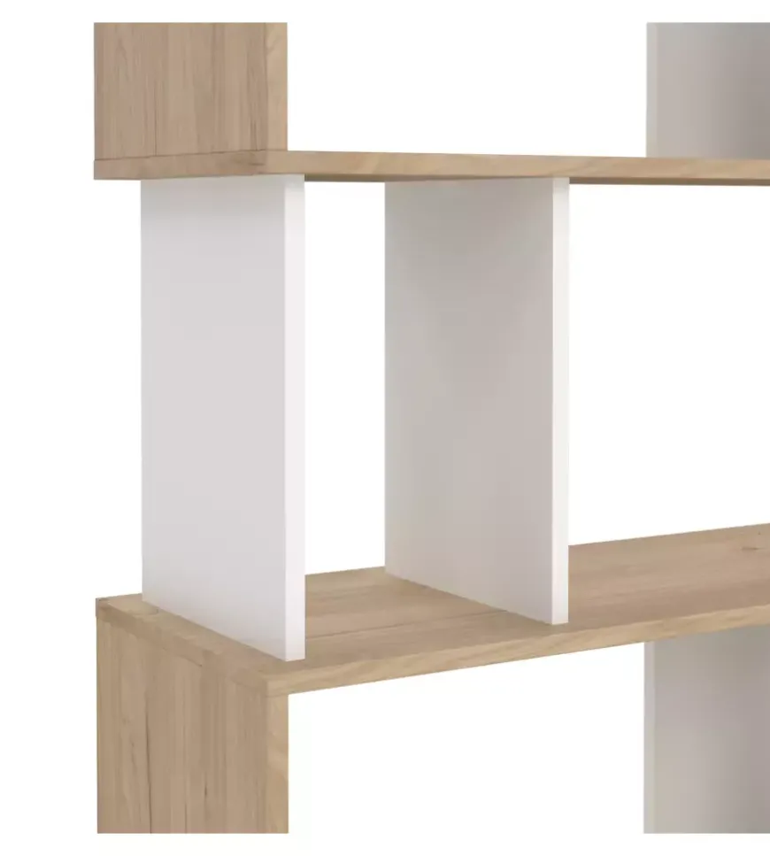 Libreria 5 ripiani "labirinto" bianco quercia 80x29,5x173,5 cm