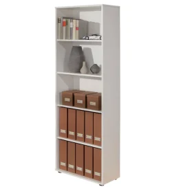 Libreria 5 ripiani laminato bianco, 60x180x30 cm