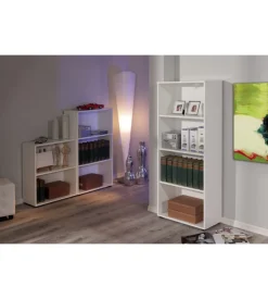 Libreria 4 ripiani laminato bianco, 60x145x30 cm