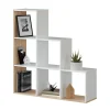 Libreria a scaletta bianco e quercia 108x28x110 cm