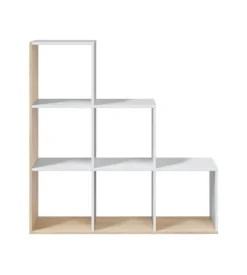 Libreria a scaletta bianco e quercia 108x28x110 cm