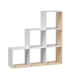 Libreria a scaletta bianco e quercia 108x28x110 cm
