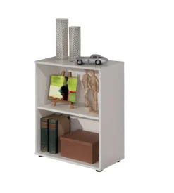 Libreria con 2 ripiani laminato bianco, 60x75x30 cm