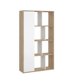 Libreria "labirinto" bianco e quercia, 88x29x157 cm