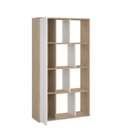 Libreria "labirinto" bianco e quercia, 88x29x157 cm